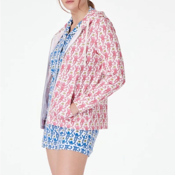 Roller Rabbit White and Pink Monkey Harley hoodie sz XS. - Picture 1 of 10